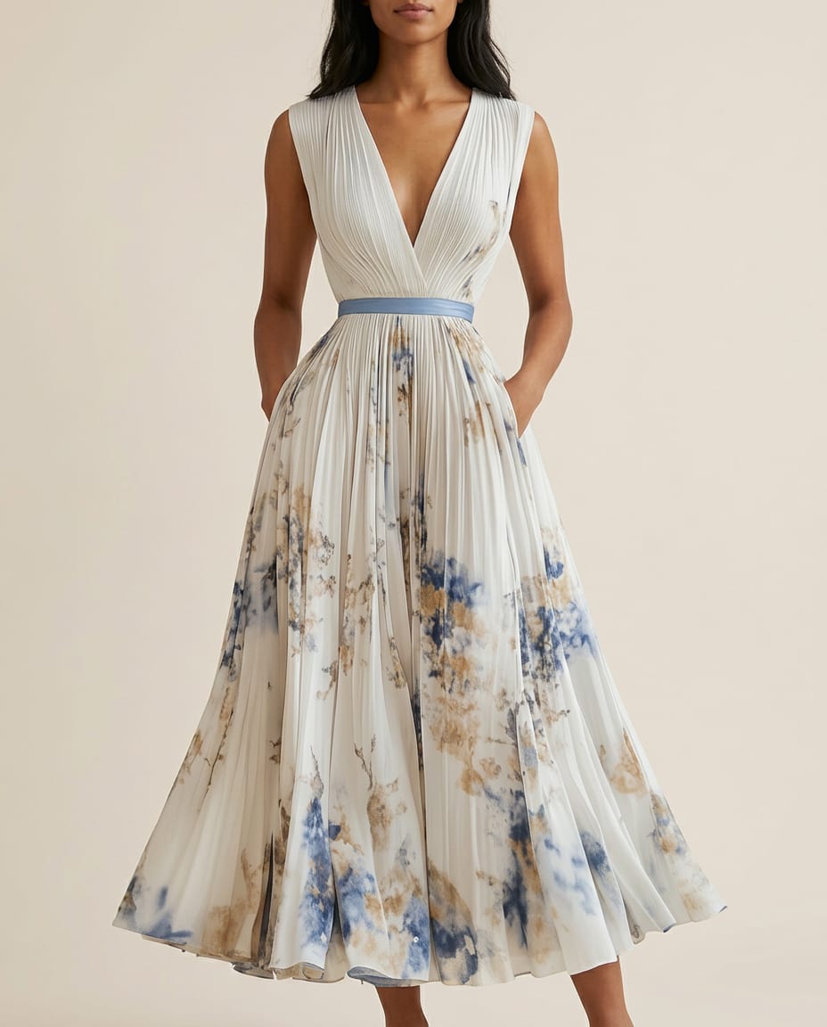 Isadora Blue and White Floral Ceremony Dress