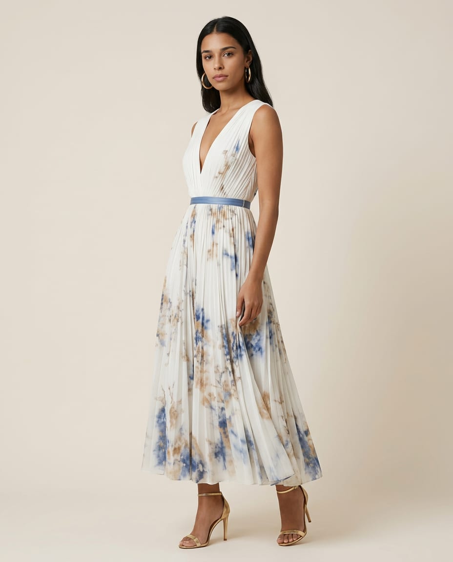 Isadora Blue and White Floral Ceremony Dress