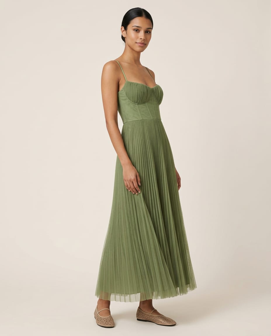 Vera Elegant Pleated Midi Dress