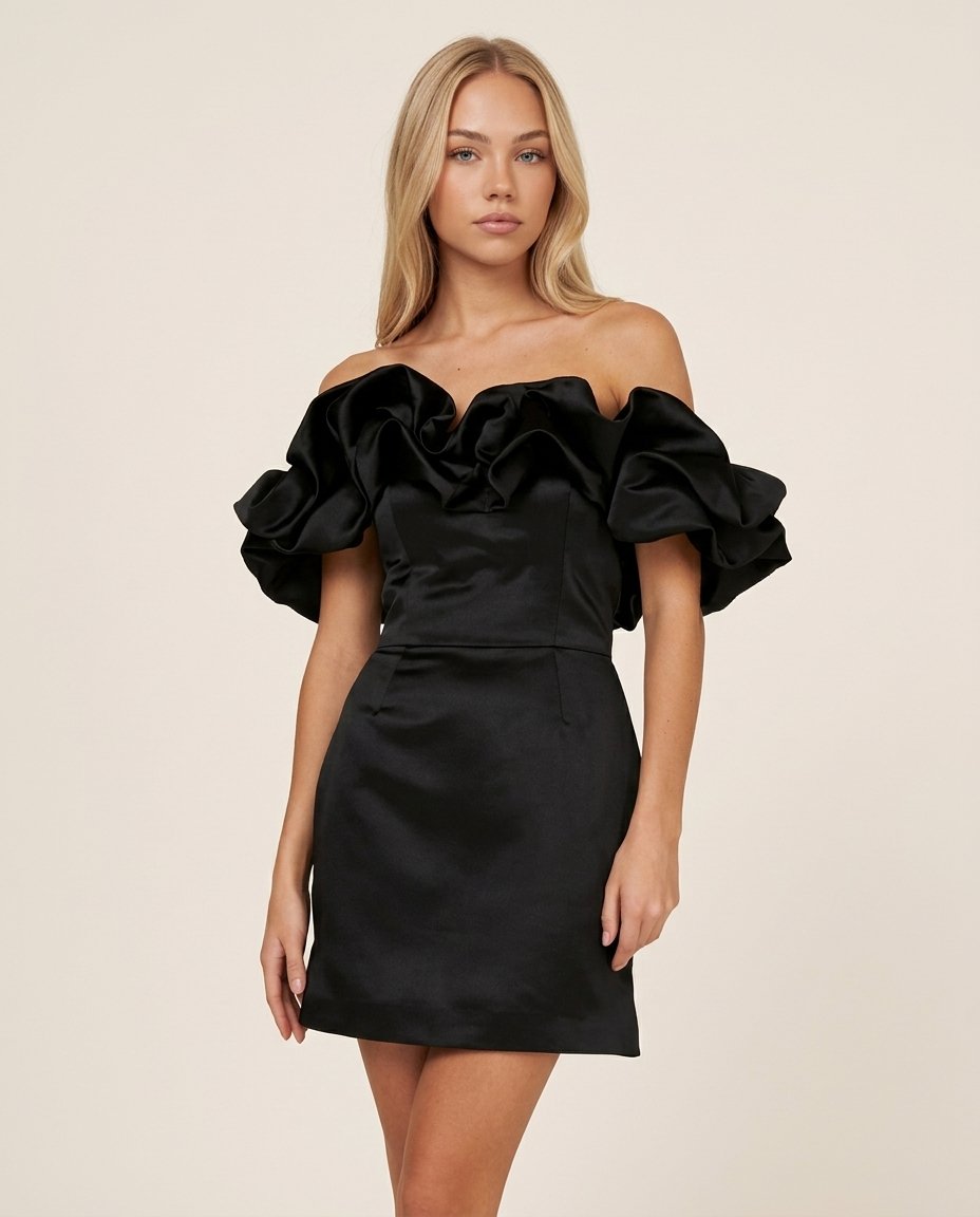 Emilia Off-Shoulder Satin Mini Dress